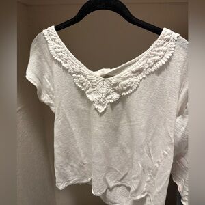 Lucky Brand White Lace Accent Blouse